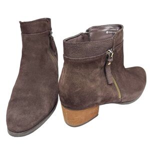 Blondo Isaac Brown Suede Zippered Waterproof Bootie Ankle Boots 70s Boho Hippie